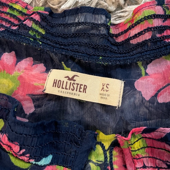 Hollister X-Small Sheer Floral Blouse with Tassel Detail Y2K Vintage - Picture 3 of 8